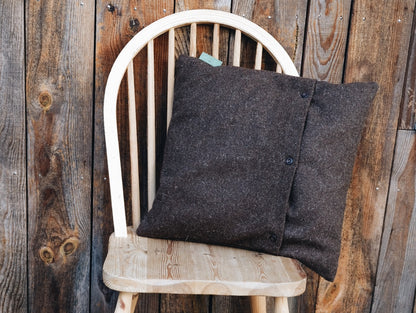 Coussin carré en laine et cuir de poisson - Linha