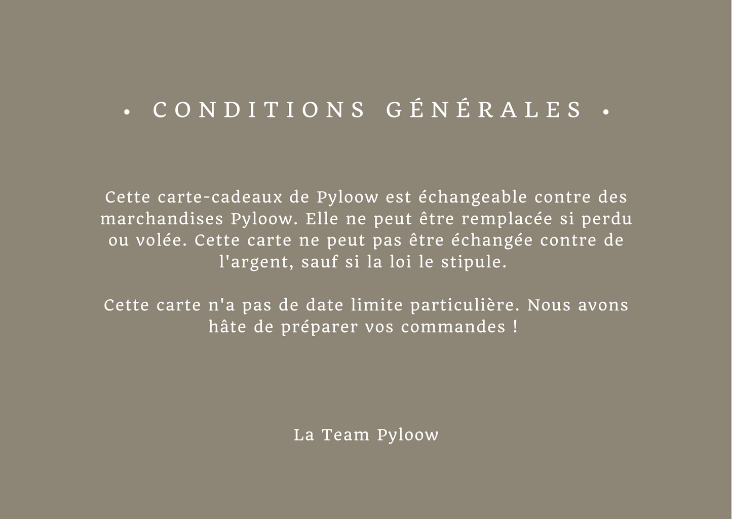 Cartes-cadeaux PYLOOW